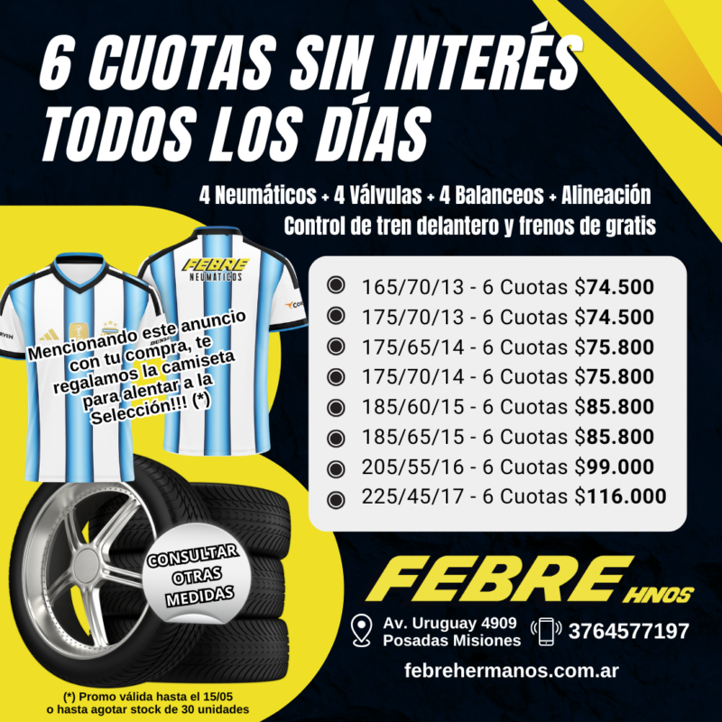 6 cuotas sin interés mayo