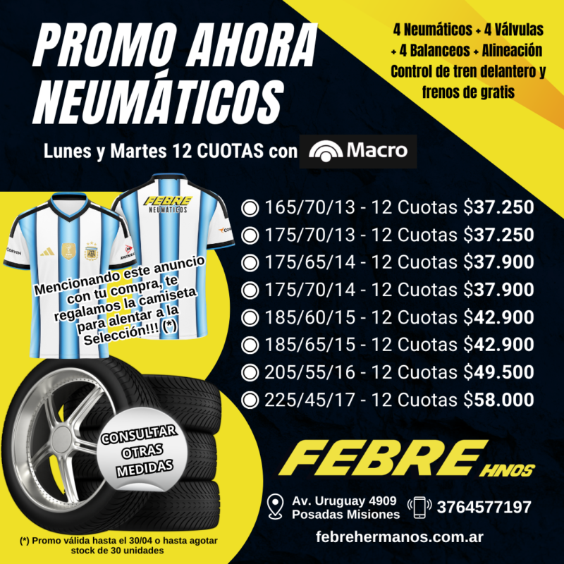 Ahora neumáticos Febre Hermanos